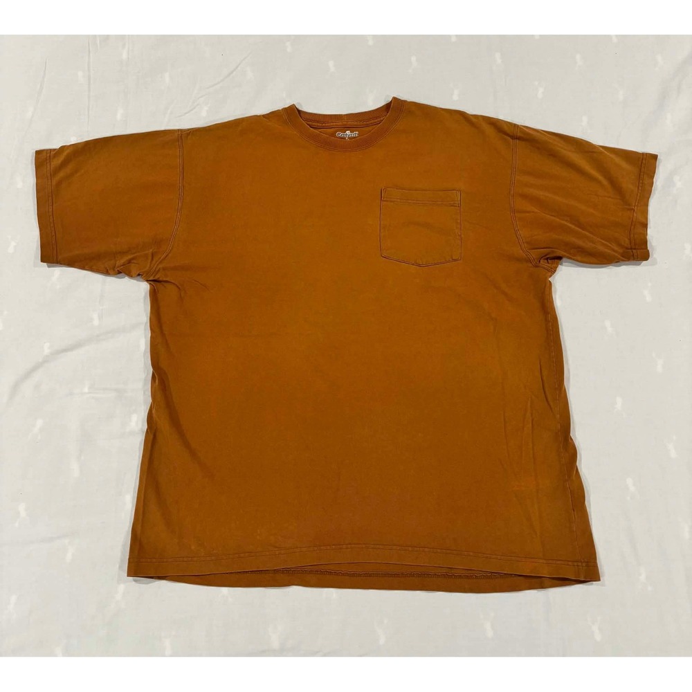 Carhartt Pocket T-Shirt Mens Large Tall Burnt Orange Cotton Workwear Tee